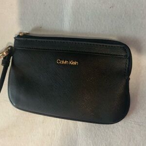Calvin Klein Black Leather Wristlet